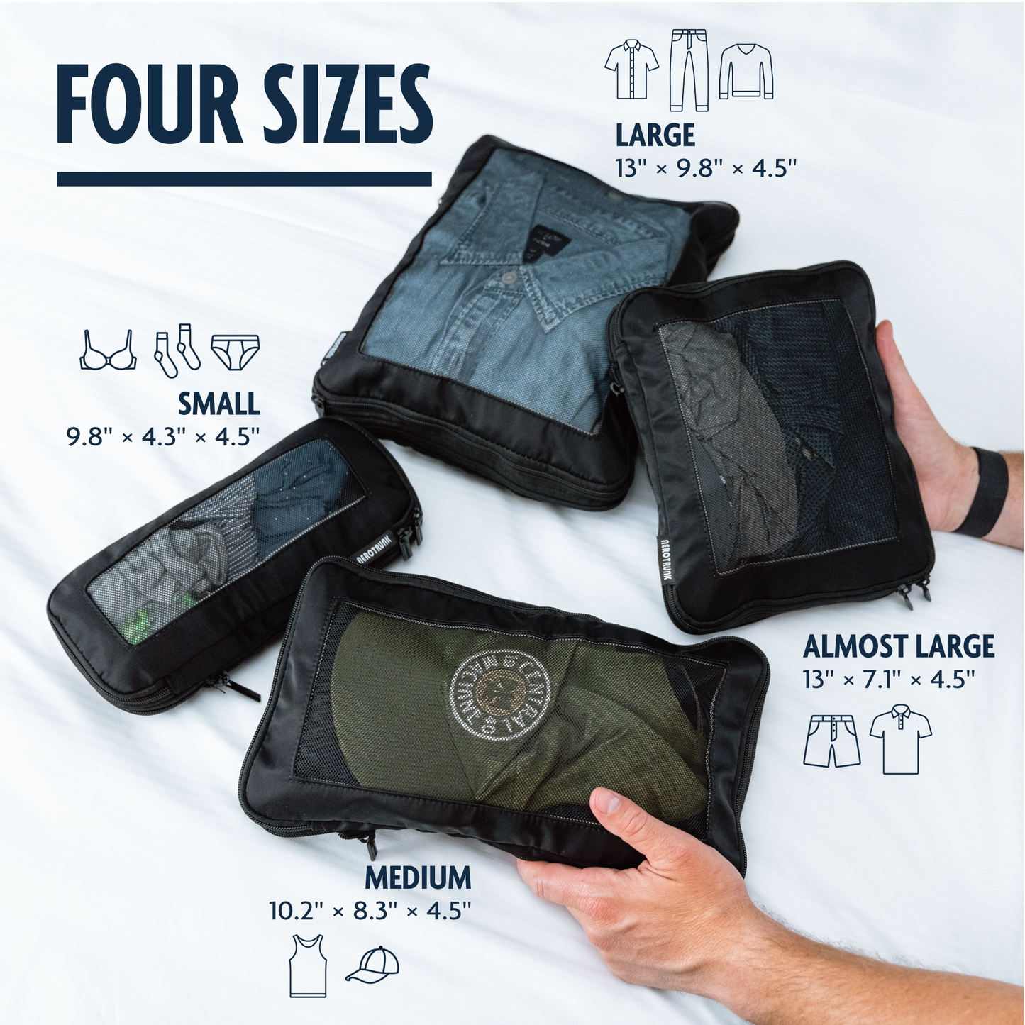 Aerotrunk Collapsible Compression Packing Cubes (4-pack)